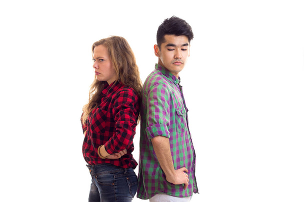 Young couple in plaid shirts - Foto, afbeelding