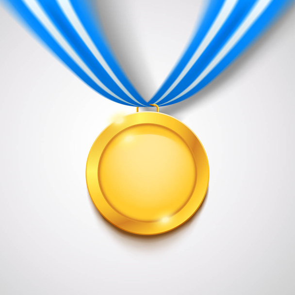 gold medal with ribbon - Вектор,изображение