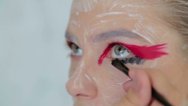 3 shots. Professional make-up creating face makeup art - Footage, Video
