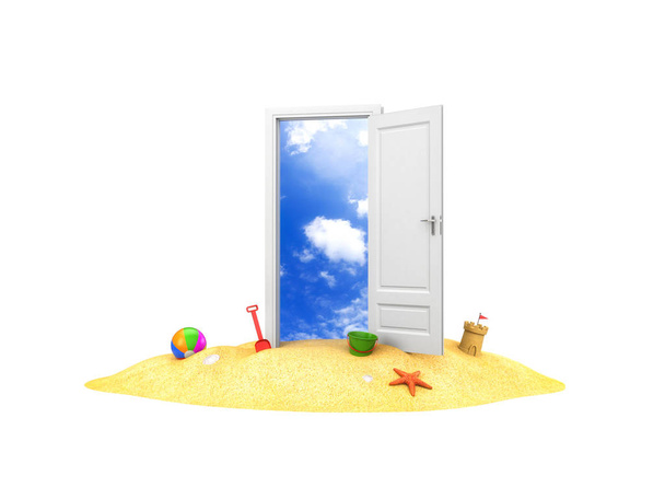 opened door on sand - Фото, изображение