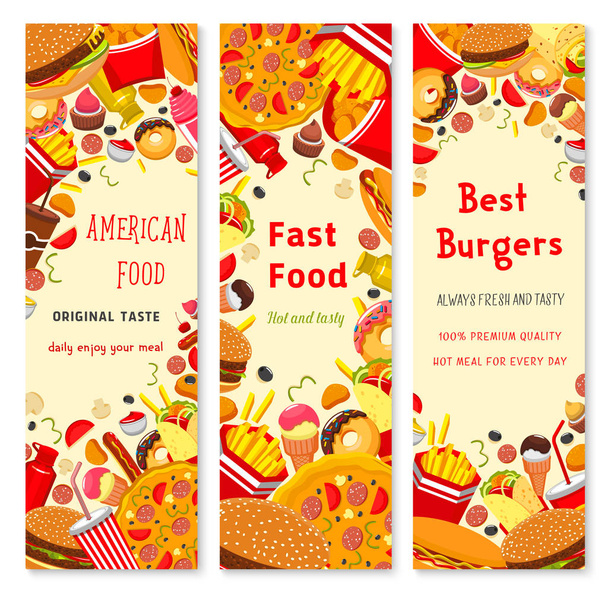 Баннер ресторана быстрого питания для дизайна листовок меню
 - Вектор,изображение