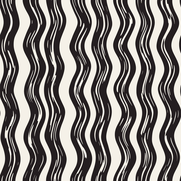 Decoratieve naadloze patroon met doodle lijnen. Handgeschilderde grungy golvende strepen achtergrond. Trendy eindeloze freehand textuur - Vector, afbeelding