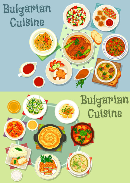 Cuisine bulgare aliments sains icône de plats ensemble
 - Vecteur, image