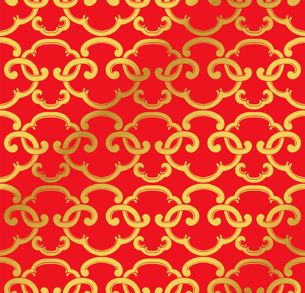 Fundo chinês dourado sem emenda geometr cruz espiral oriental
 - Vetor, Imagem