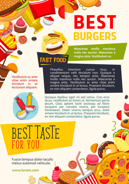 Vector poster for fast food burgers restaurant - Vector, Image