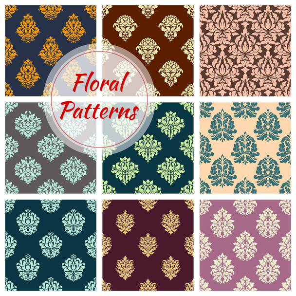 Seamless floral patterns of vector flower ornament - Vector, Image