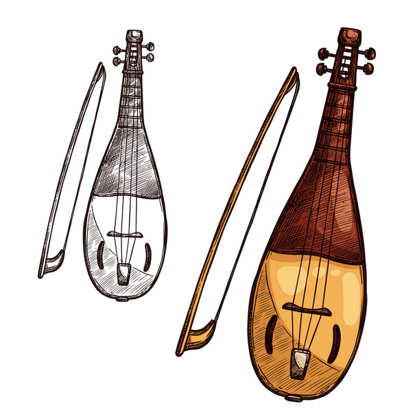 Esquisse vectorielle instrument de musique à cordes de harpe gusli
 - Vecteur, image