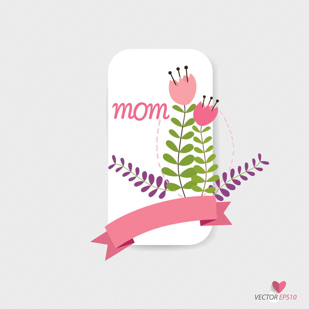 Happy Mother's Day, Floral bouquets with ribbon, vector illustra - Vektor, obrázek