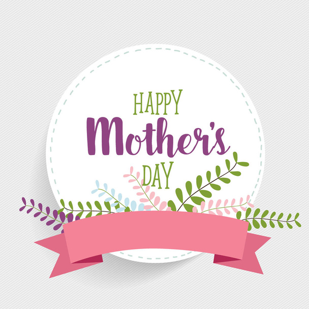 Happy Mother's Day, Floral bouquets with ribbon, vector illustra - Vektori, kuva
