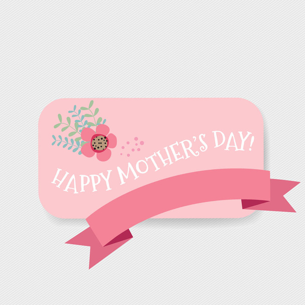 Happy Mother's Day, Floral bouquets with ribbon, vector illustra - Vector, imagen