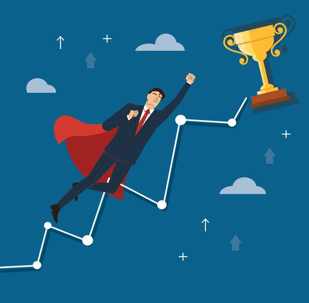 a businessman with red cape to success vector, business concept illustration - Vetor, Imagem