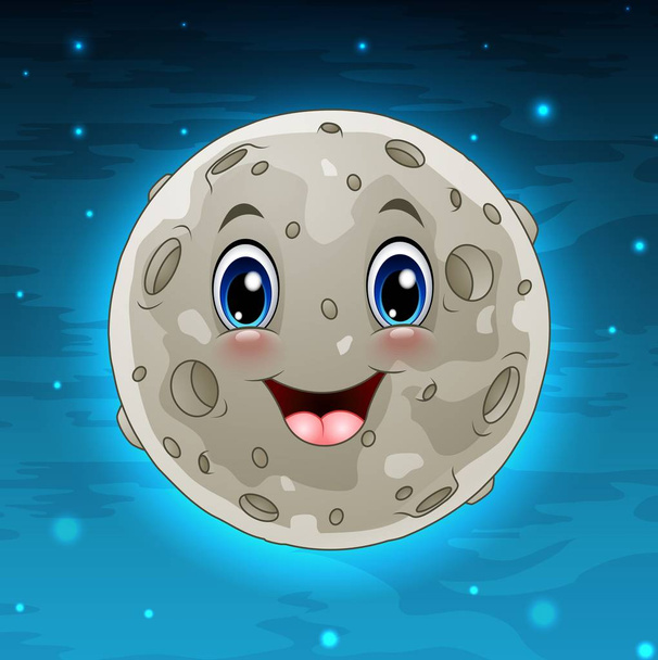 White moon cartoon with star in the sky - Vector, Image