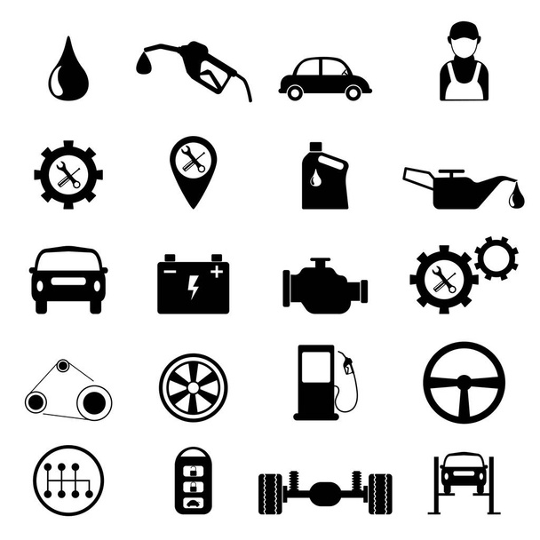 Обслуживание автомобилей или проверка иконки набора. векторные иллюстрации
 - Вектор,изображение