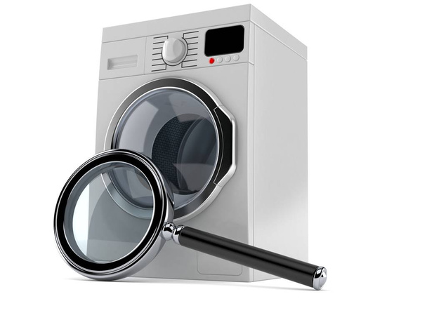 Büyüteç ile çamaşır makinesi - Fotoğraf, Görsel