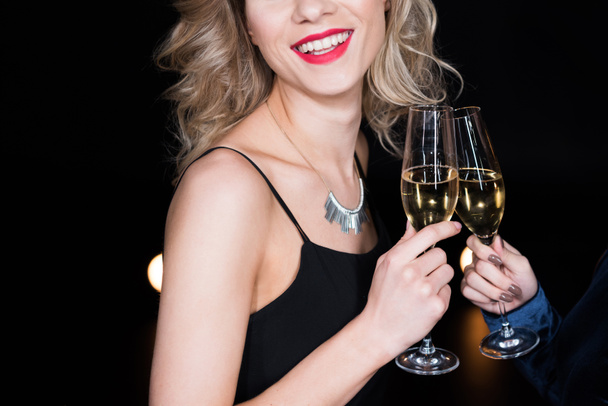 blonde woman holding champagne glass - Photo, Image