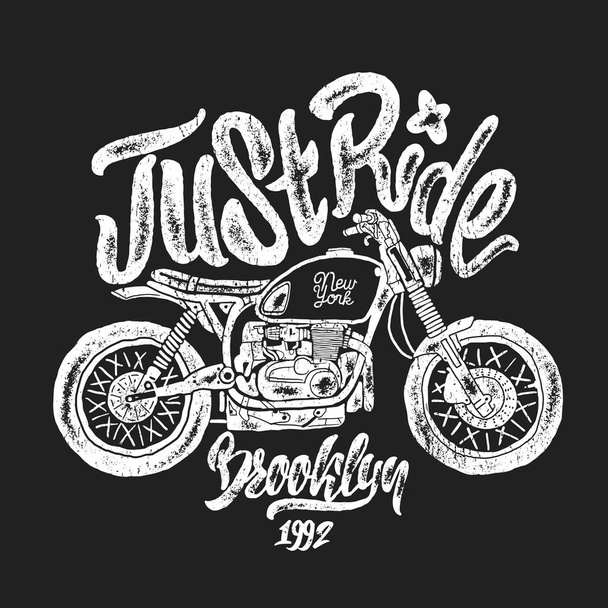 Illustration Skizze Motorrad Brooklyn T-Shirt Prints - Vektor, Bild