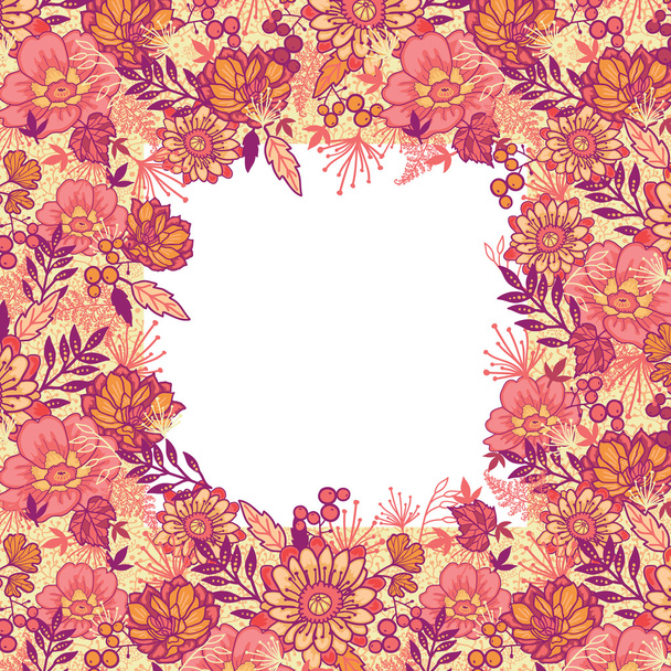 Fall flowers frame seamless pattern background border - Vector, imagen