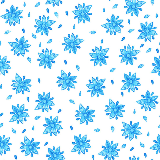 Hand drawn flower seamless pattern (tiling). - Foto, immagini