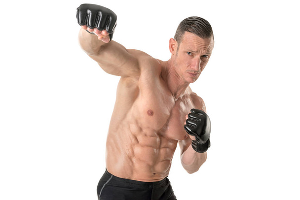 MMA athlete with gloves - 写真・画像