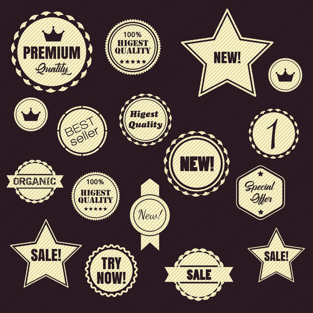 Collection of vintage retro labels, badges, stamps - Vector, Image