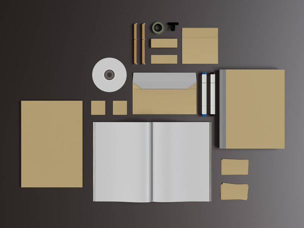 Branding Mock up. Office supplies, Gadgets. 3D illustration - Foto, Imagem