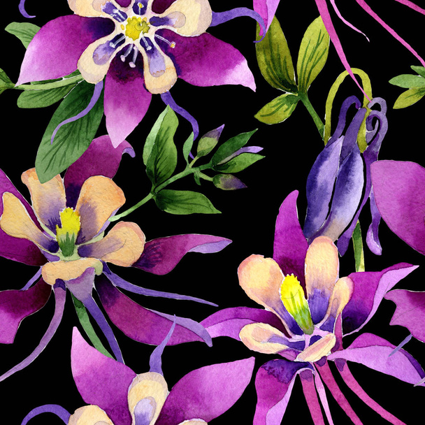 Wildflower orchid flower pattern in a watercolor style isolated. - Foto, immagini