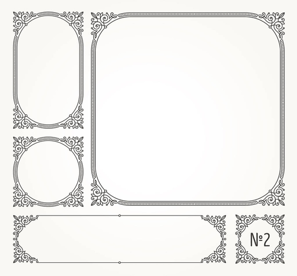 Conjunto de marcos ornamentales elegantes caligráficos florecientes - ilustración vectorial
. - Vector, imagen