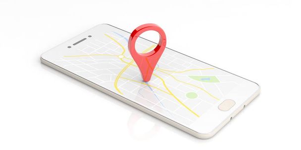 Map pointer location on a smartphone. 3d illustration - Zdjęcie, obraz
