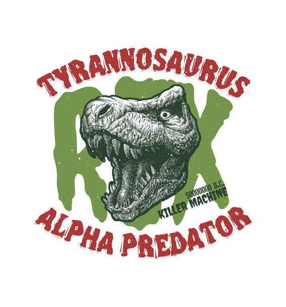Logo de la cabeza de dinosaurio, emblema. Monstruo Trex
. - Vector, imagen