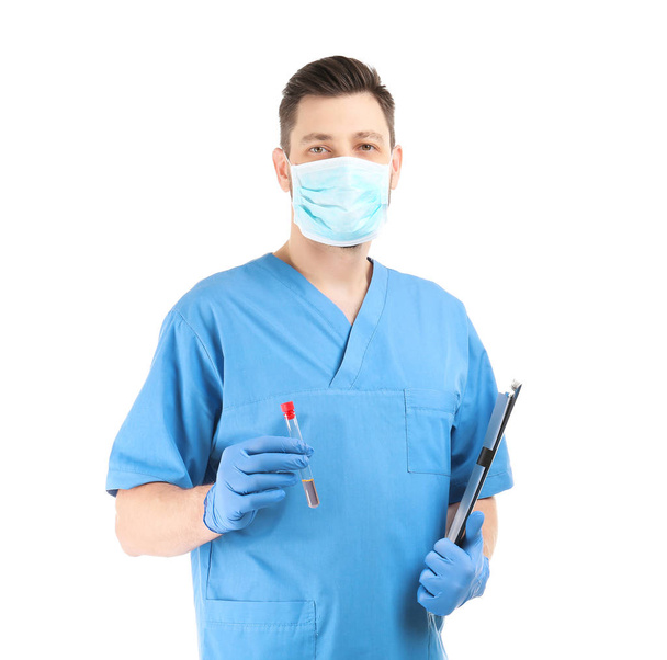 Male surgeon on white - Фото, изображение