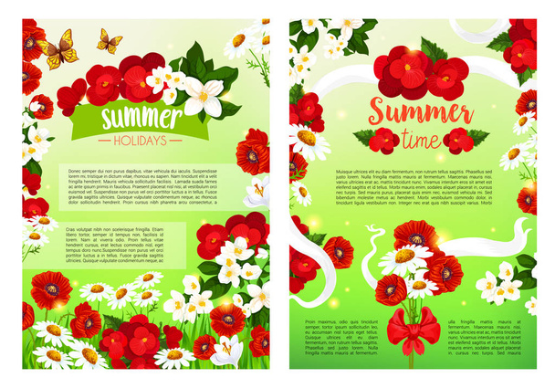 Flor de verano flores vector cartel de vacaciones
 - Vector, imagen
