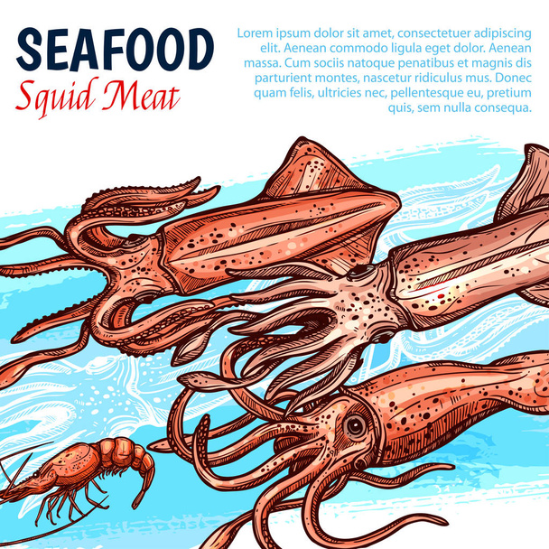 Διάνυσμα αφίσα για θαλασσινά ή ψάρι αγορά τροφίμων - Διάνυσμα, εικόνα