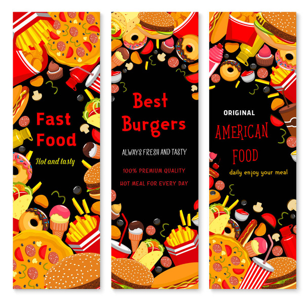 Vector fast food banners set for restaurant - Vector, Image