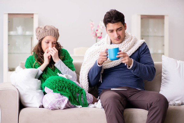Sick wife and husband at home - Photo, Image