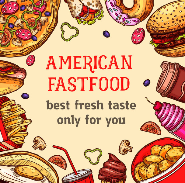 Wektor plakat fast food, dań i deserów - Wektor, obraz
