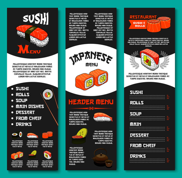 Menú vector japonés para restaurante o bar de sushi
 - Vector, imagen