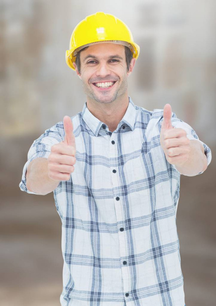Construction Worker with thumbs up  - Valokuva, kuva