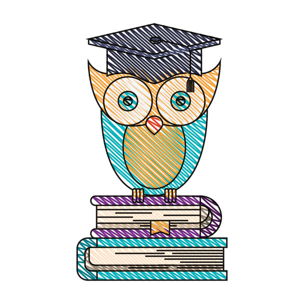 silueta barevné části zásobníku knihy s znalostí sova - Vektor, obrázek