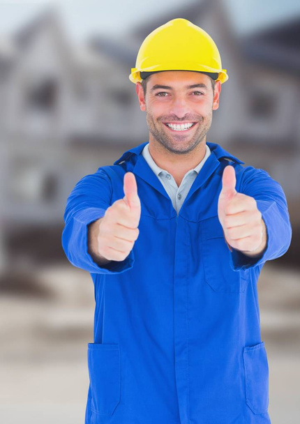 Construction Worker with thumbs up - Φωτογραφία, εικόνα