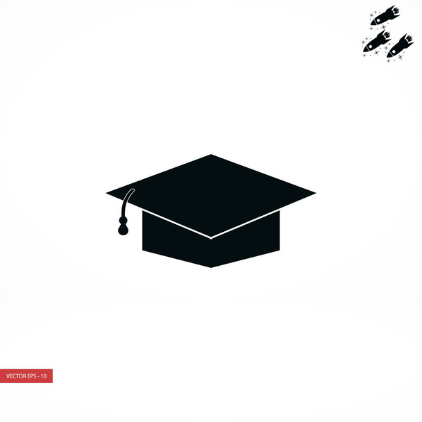 Αποφοίτηση καπέλο μαύρο εικονίδιο - Διάνυσμα, εικόνα