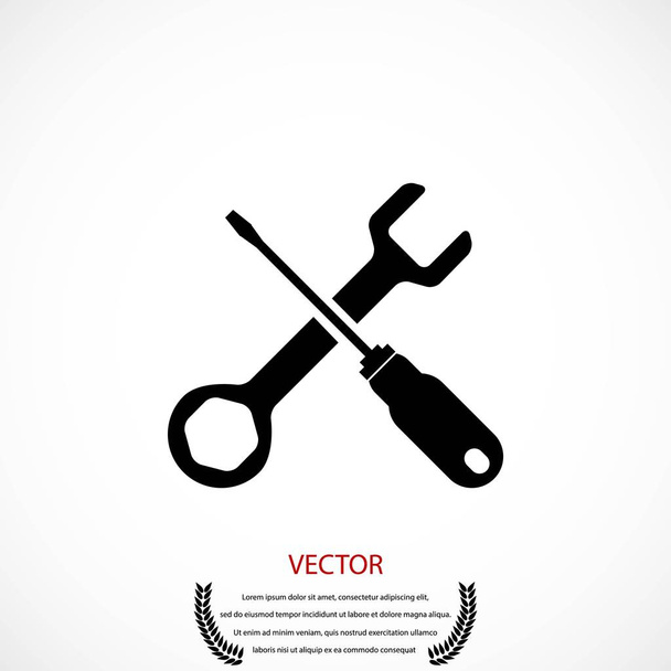 screwdriver and wrench icon - Vector, Image