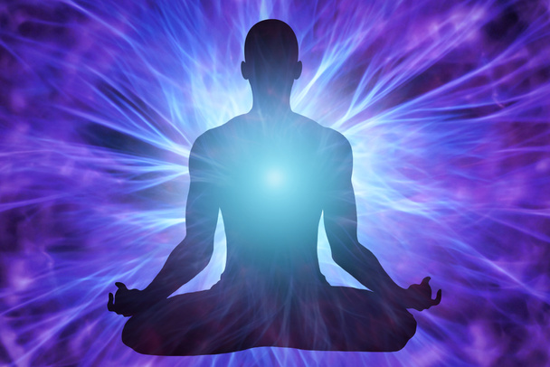 Силует людини в позі йоги і медитації
 - Фото, зображення