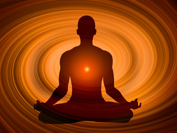 Lidská silueta v pozice jógy a meditace - Fotografie, Obrázek