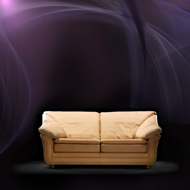 Comfortable couch in a dark room - Фото, изображение