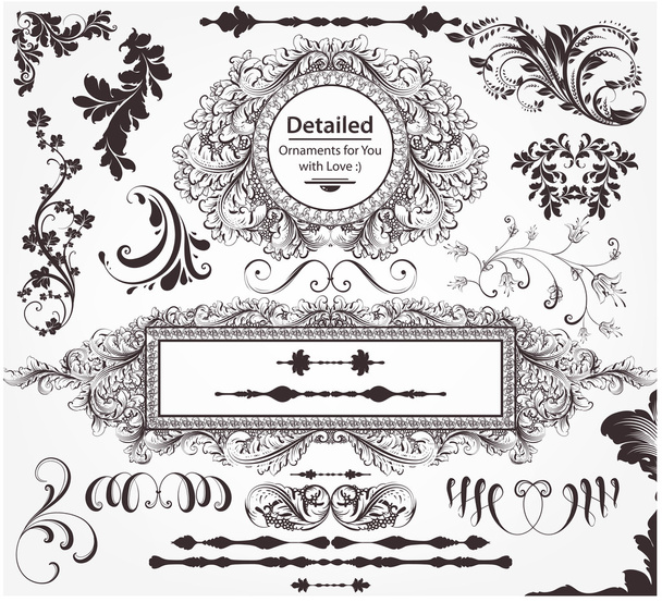 Vector set: calligraphic design elements and page decoration - Vektör, Görsel