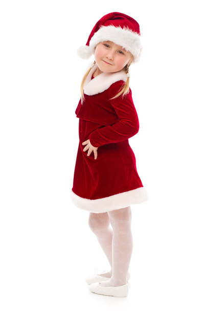 Little girl in Santa costume. - Fotoğraf, Görsel