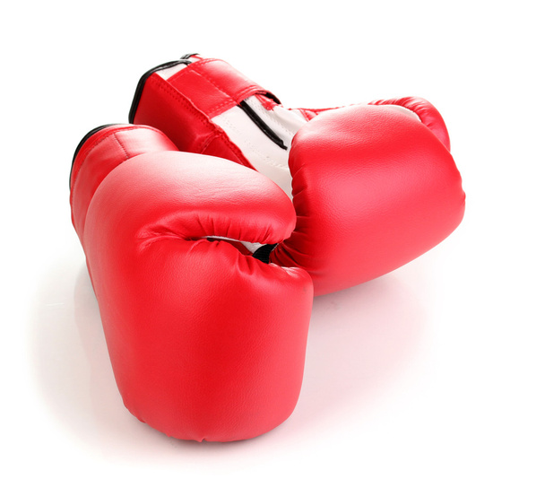 Red boxing gloves isolated on white - Foto, Imagen
