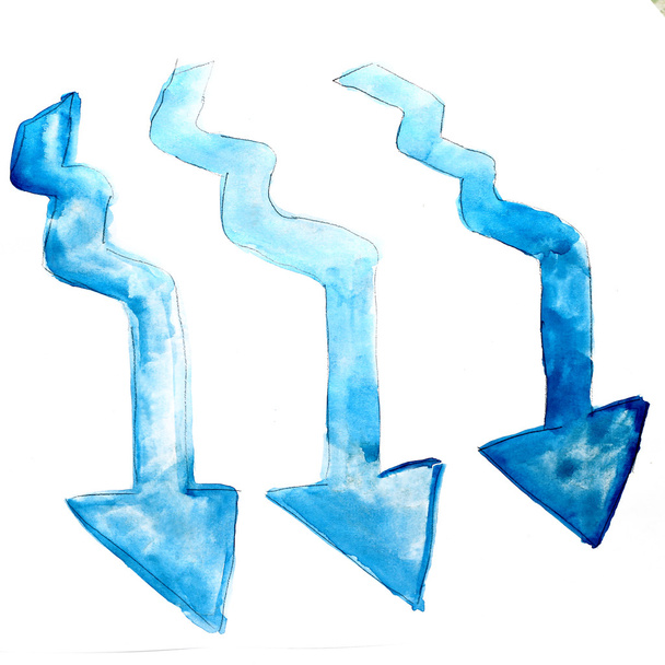 sininen nuoli vesiväri siveltimellä akvarelli väri aivohalvaus takaisin kg
 - Valokuva, kuva