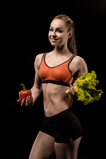 sportoló, kaliforniai paprika, és saláta - Fotó, kép