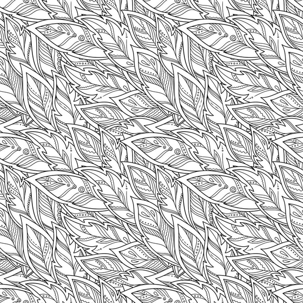 hand-drawn feathers and tribal ornament. - Vector, afbeelding